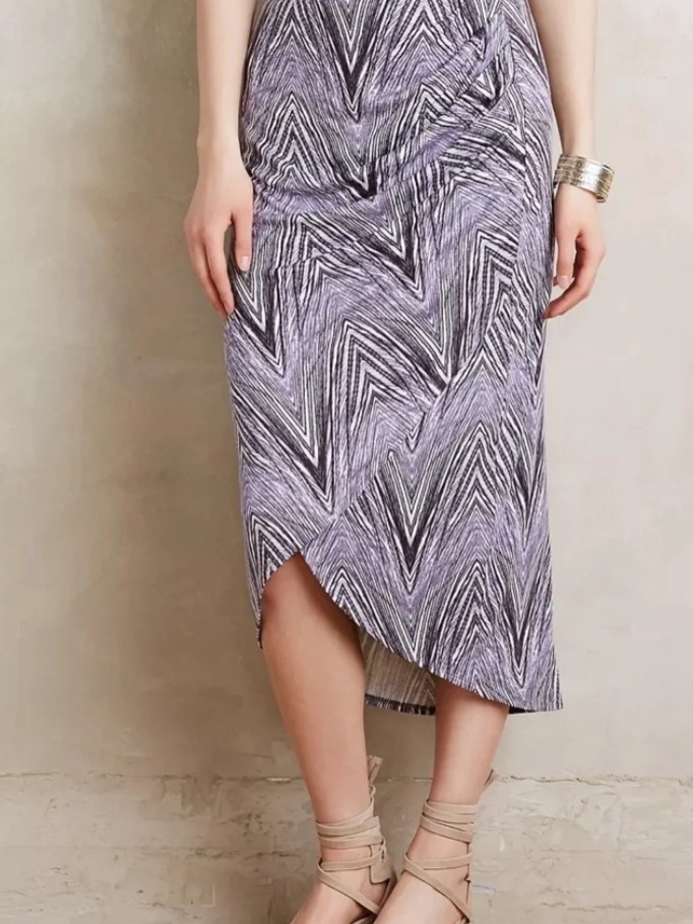 Maeve Purple Chevron Midi Skirt
